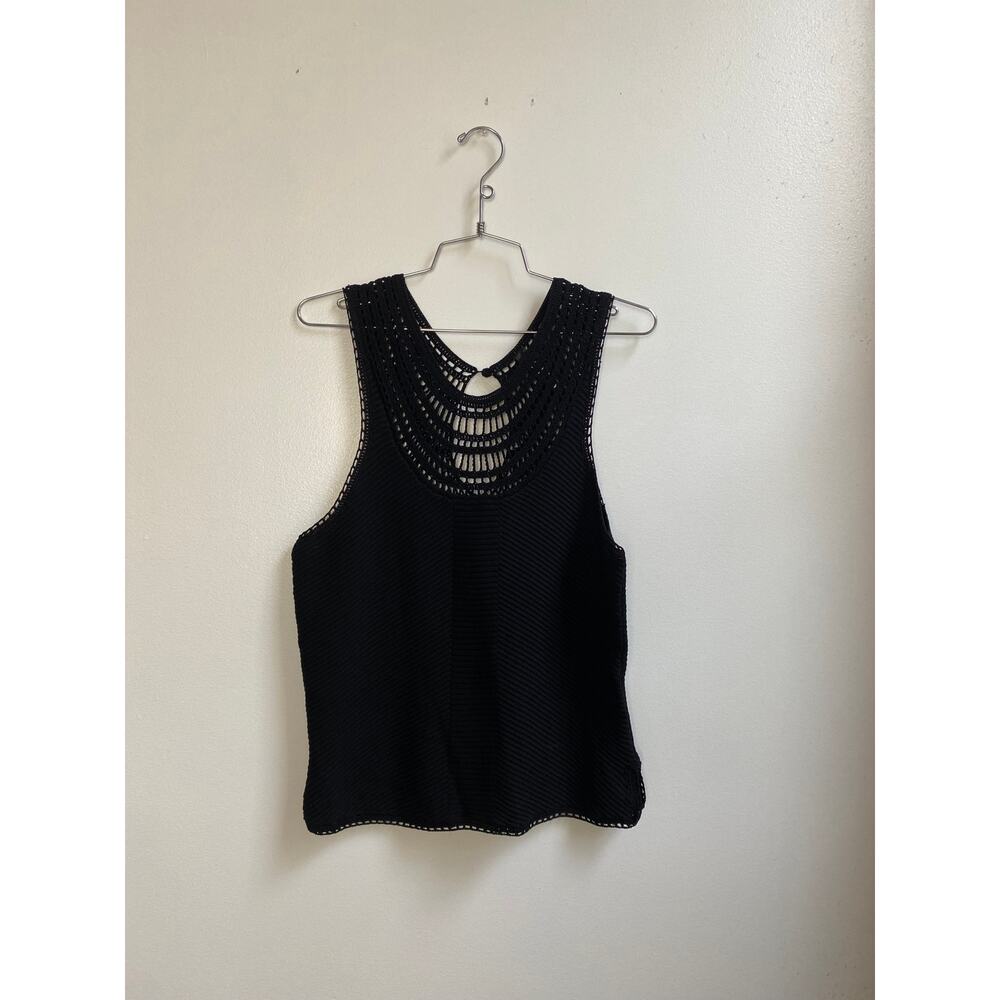 Yoana Baraschi Black Sleeveless Top with Crochet Neckline